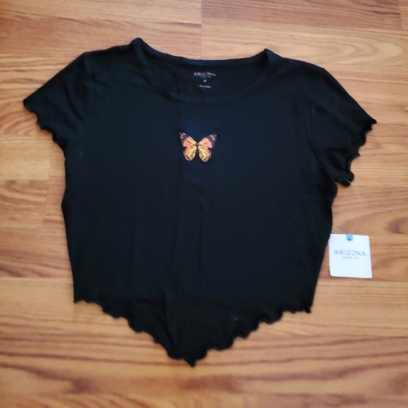 NWT's JR (M) Round Neck Butterfly Crop Top - Picture 1 of 3